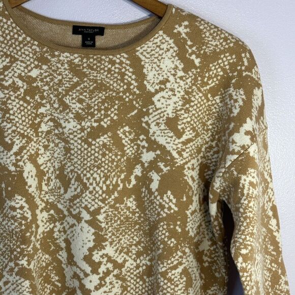 Ann Taylor Boxy Snake Print Sweater Women Size Small Crew Neck Long Sleeve - Picture 14 of 14